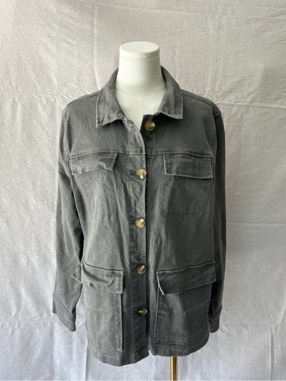 Angels Forever Young Washed Gray Utility Jean Jacket/ size medium
